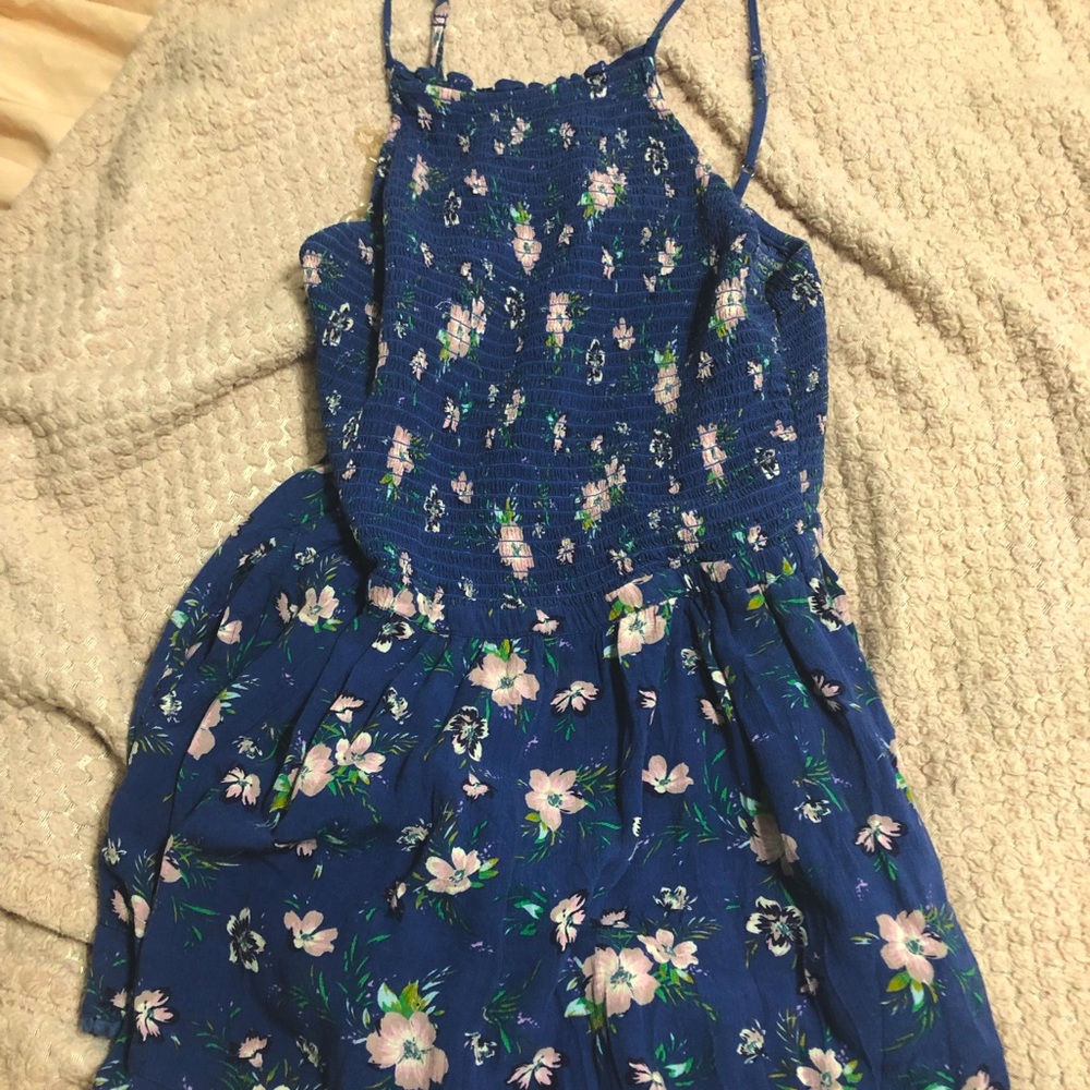blue floral romper